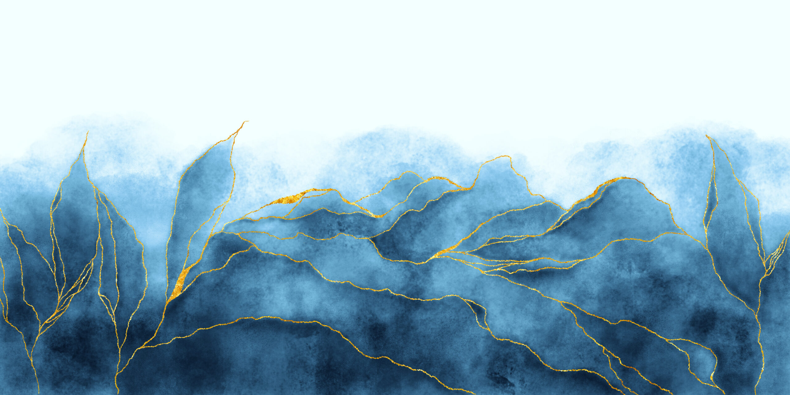 Tło akwarelowe narysowane pędzlem. Niebieska farba rozlana na papie.